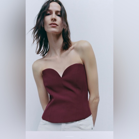 Zara Wine🍷🍷🍷 Sweetheart Neckline Bustier - Size Small - NWT - Picture 1 of 7
